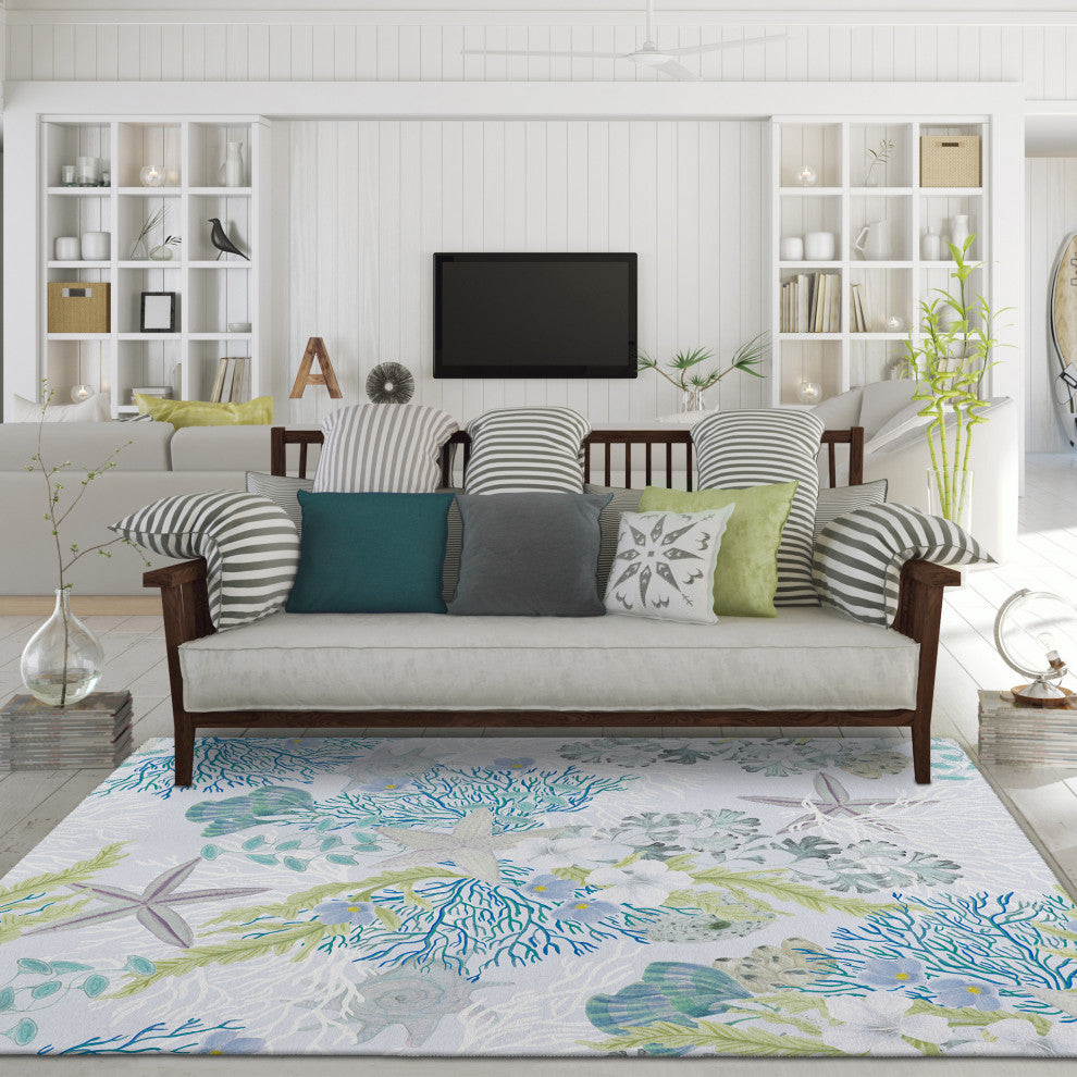 Indoor/Outdoor Seabreeze SZ1 Silver Machine Washable 3' x 5' Rug