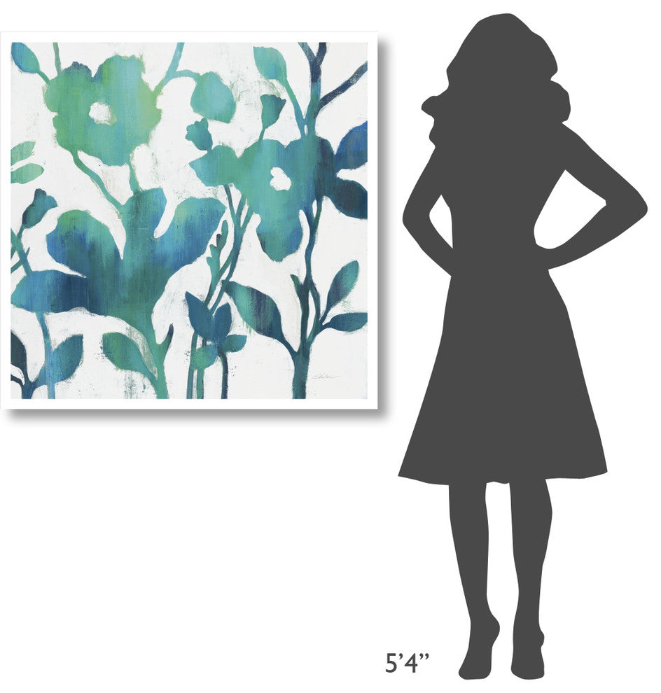 "Teal Trio V on White" Digital Paper Print by Silvia Vassileva, 38"x38"
