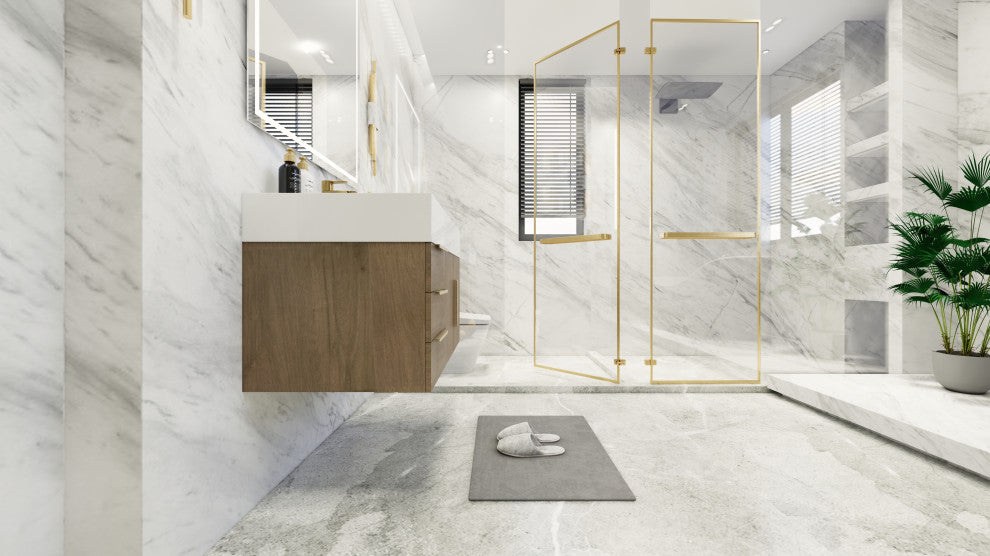 Madison 36" Wall Mounted Vanity With Reinforced Acrylic Sink, Light Oak