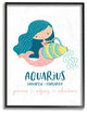 The Kids Room Fun Modern Zodiac Aquarius Mermaid Framed Giclee Art, 16"x20"