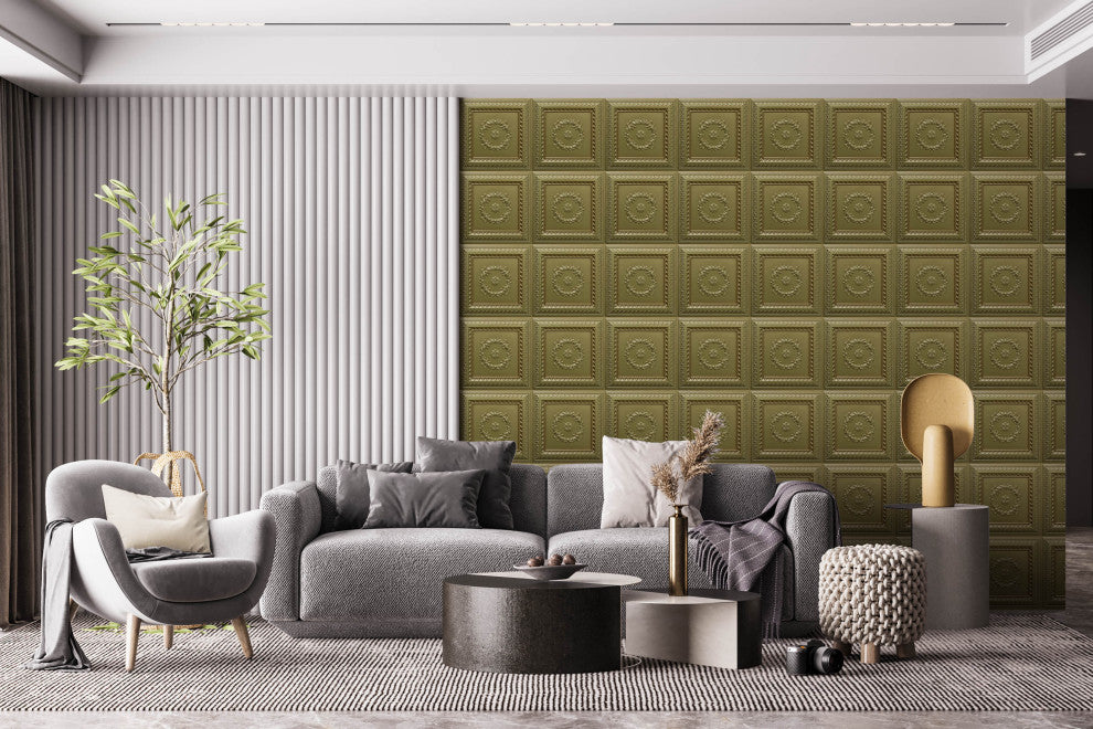 Brass 3D Ceiling Panels, 2'x2', 100 Sq Ft, Pack of 25
