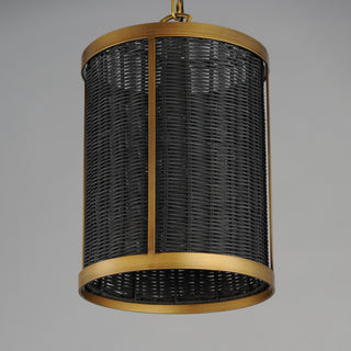 Maxim 14461 Rattan 10"W Mini Pendant - Natural Aged Brass
