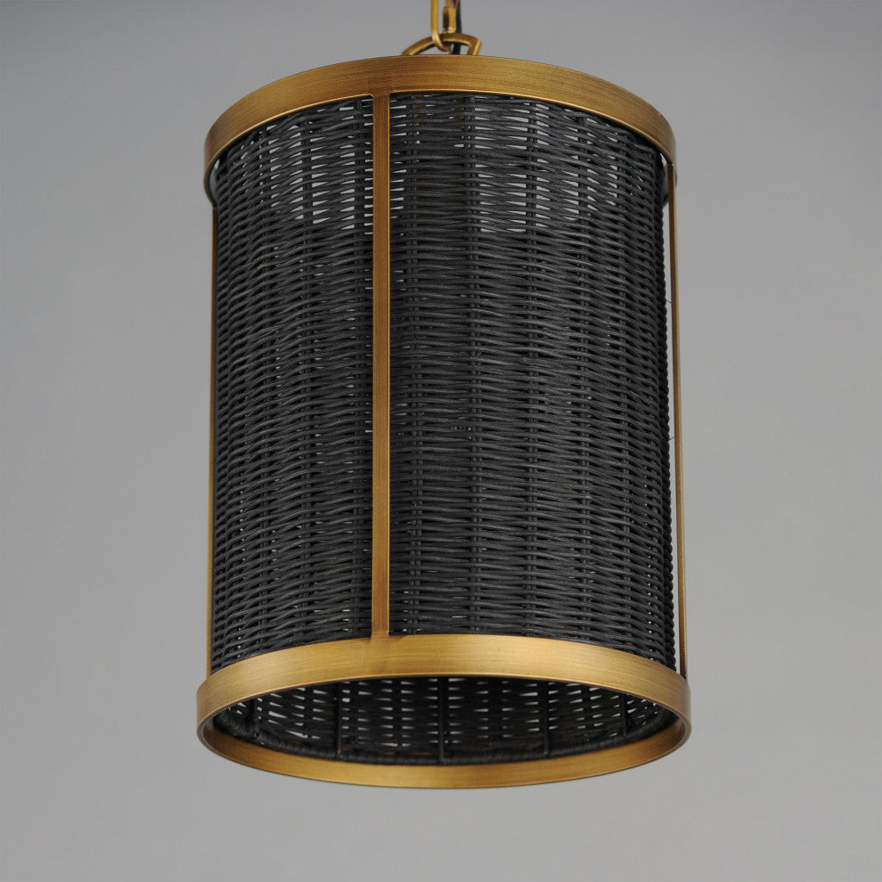 Maxim 14461 Rattan 10"W Mini Pendant - Natural Aged Brass