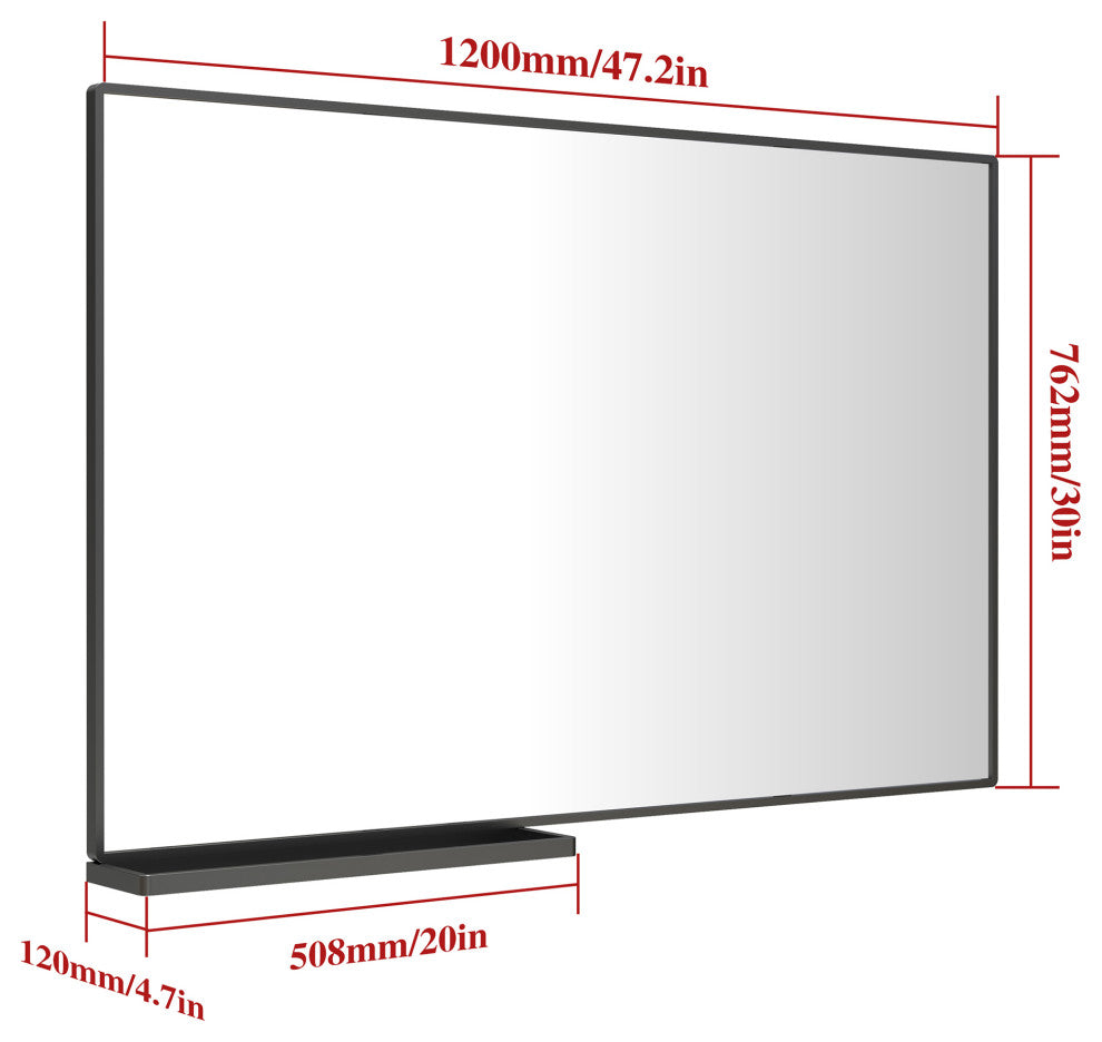 Large Rectangular Framed Wall Mount Bathroom Vanity Mirror, 48 X 30