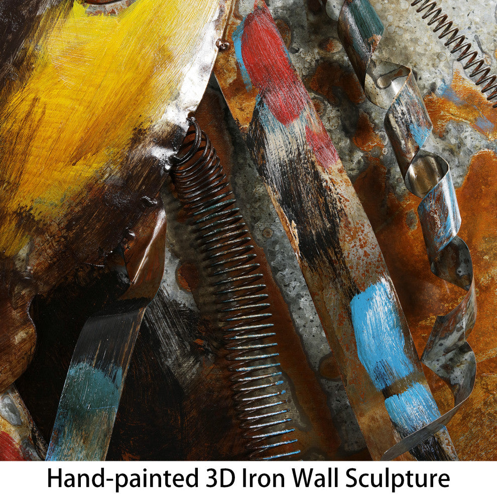 "Homme 1" Primo Mixed Media Hand Painted 3D Metal Wall Art