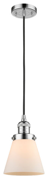 1-Light Small Cone 6" Pendant, Polished Chrome, Glass: Matte White Cased