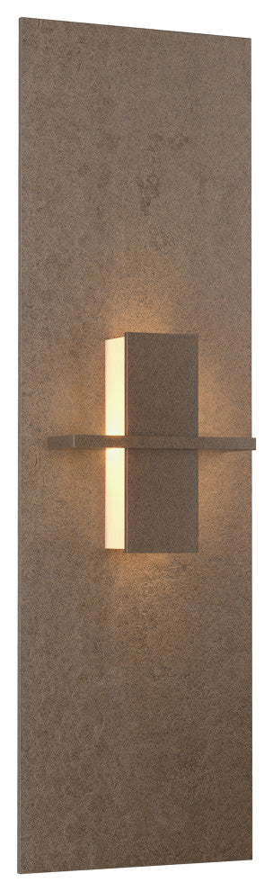 Aperture Vertical Sconce, Bronze Finish, White Art Glass