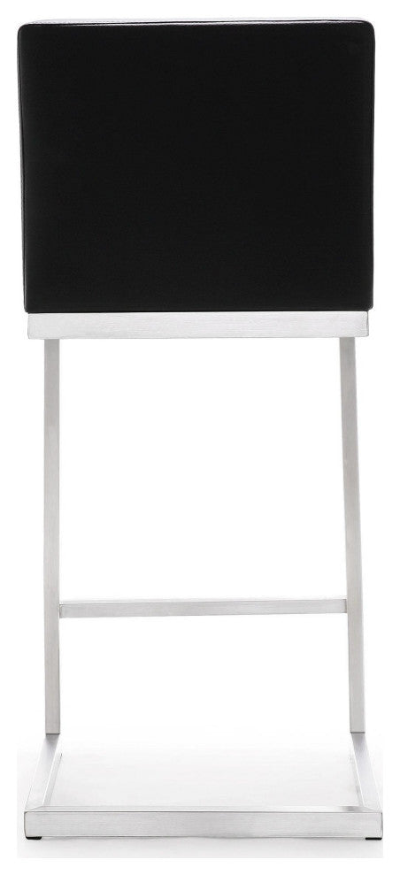 Parma Stainless Steel Counter Stool, Set of 2, Black/Silver