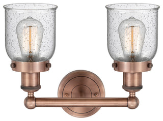 Edison Small Bell 2-Light 16" Vanity Light, Antique Copper Finish, Seedy Shade
