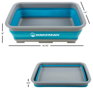 Wakeman 10L Collapsible Portable Camping Wash Basin, Blue