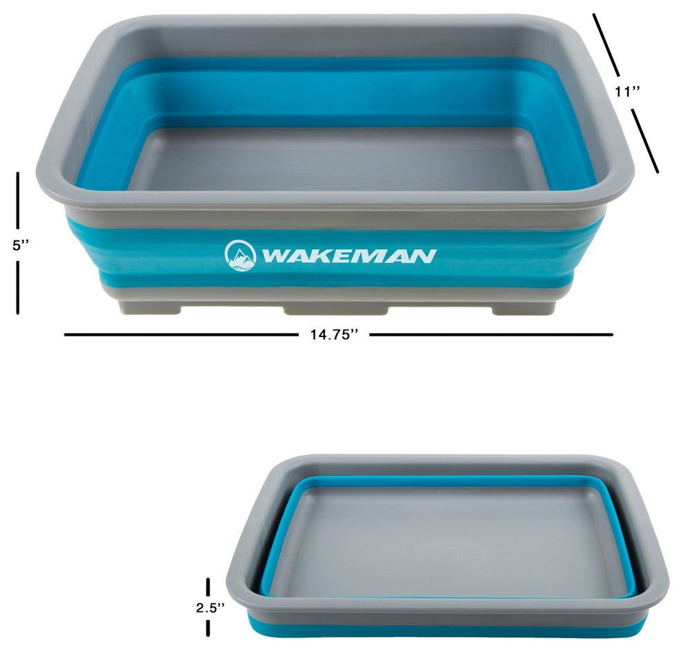 Wakeman 10L Collapsible Portable Camping Wash Basin, Blue