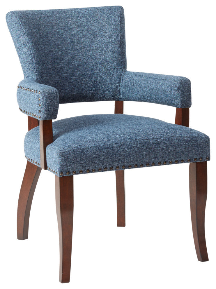 Madison Park Armed Transitional Dining Chair, Blue