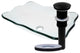 Elegante TIS-317C Clear Scalloped Glass Vessel Bathroom Sink w/ Drain Options, Matte Black