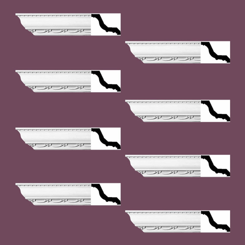 Ornate Cornice White Urethane Williamstown Design 8 Pieces Totaling 752" Length