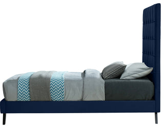 Elly Velvet Upholstered Bed, Navy, Twin