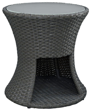 Sojourn Round Outdoor Wicker Rattan Side Table, Chocolate
