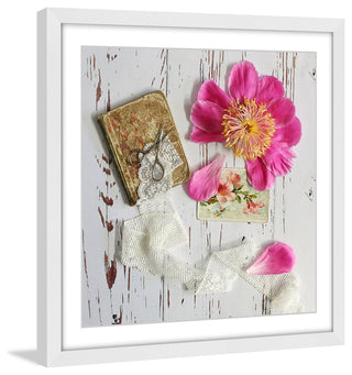 "Peony and Lace" Framed Painting Print