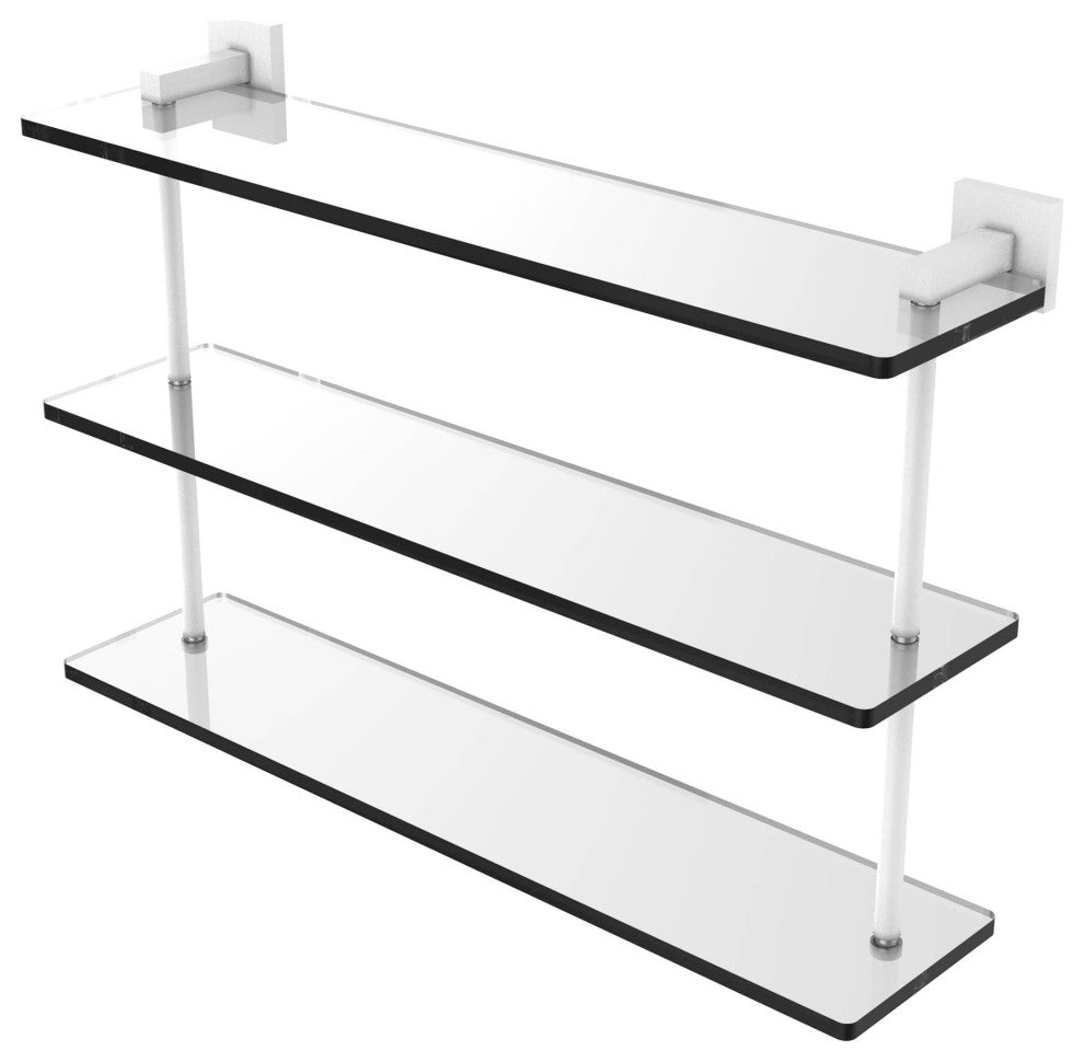 Montero 22" Triple Tiered Glass Shelf, Matte White