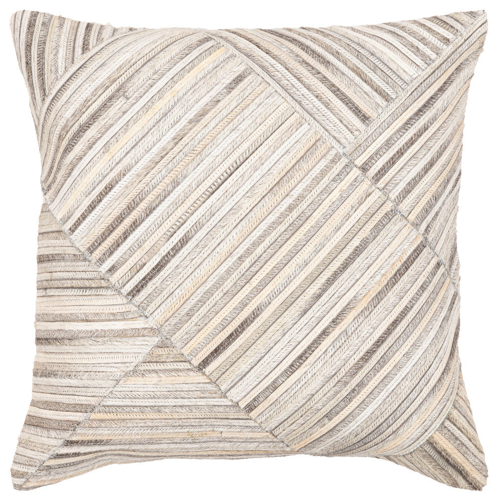 Surya Zander Medium Gray Pillow Shell With Polyester Insert 20"H X 20"W
