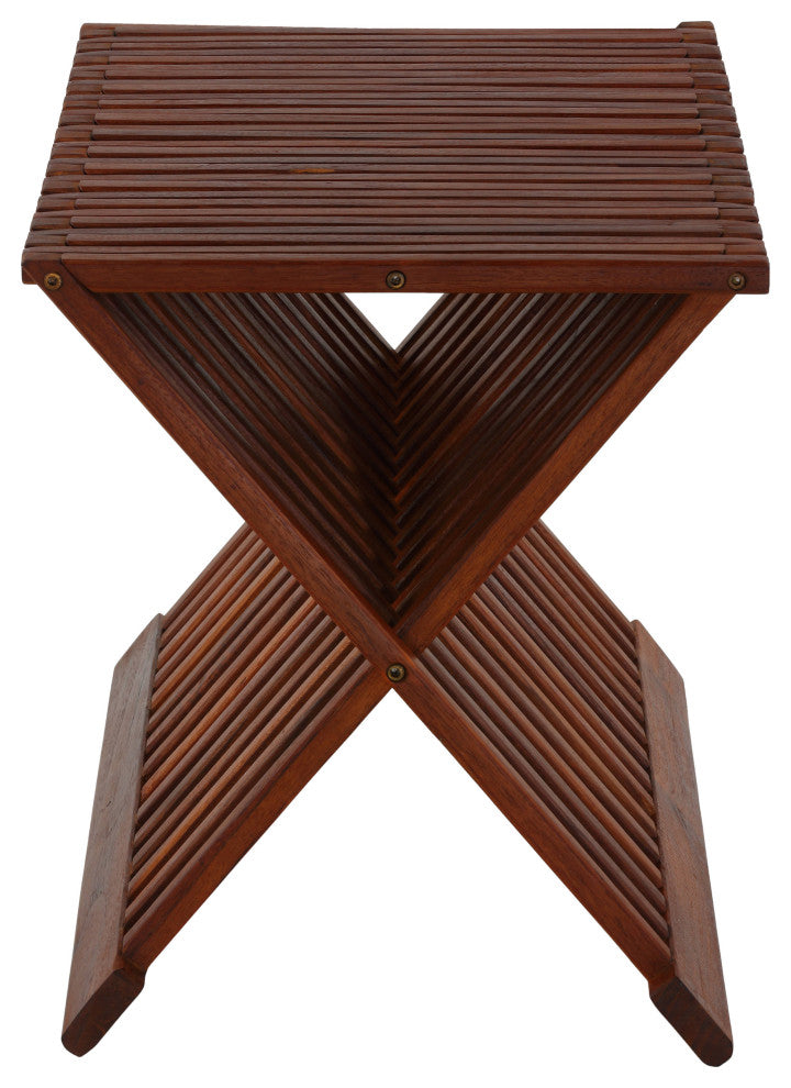 Felipa Folding Teak Accent Stool, 23"