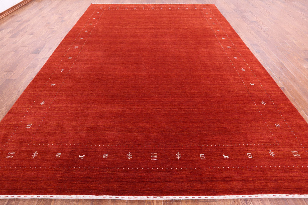 9' 11" X 13' 11" Persian Gabbeh Handmade Wool Rug Q11377