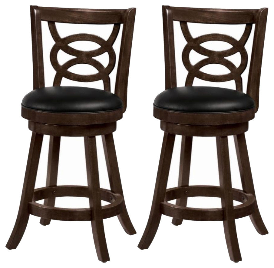 Set of 2 Counter Stools, Espresso and Black