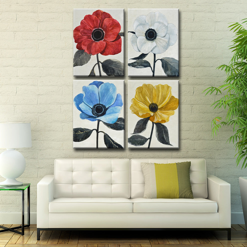 Ready2HangArt 'Graceful Poppy"-IV' by Normanyatt Jr. 4-PC Set 30"