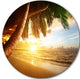 Beautiful Beach Under Palms, Modern Seashore Disc Metal Artwork, 23"