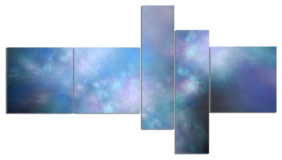 Perfect Light Blue Starry Sky, Abstract Canvas Art Print, 60"x32", 5 panels