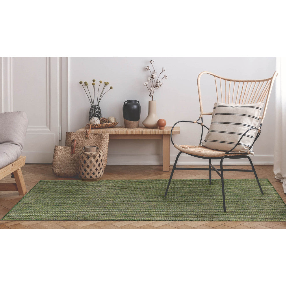 Carmel Texture Stripe Indoor/Outdoor Rug, Green, 7'10"x9'10"