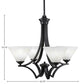 Zilo 4 Light Chandelier, Matte Black Finish With 7" Gold Ice Glass