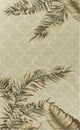 HomeRoots 4'x6' Sage Green Hand Tufted Tropical Quatrefoil Indoor Area Rug