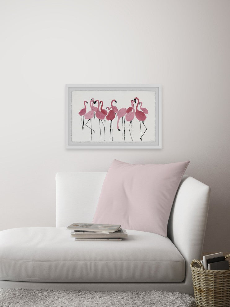 "Flamingo Squad" Framed Painting Print, 30"x20"