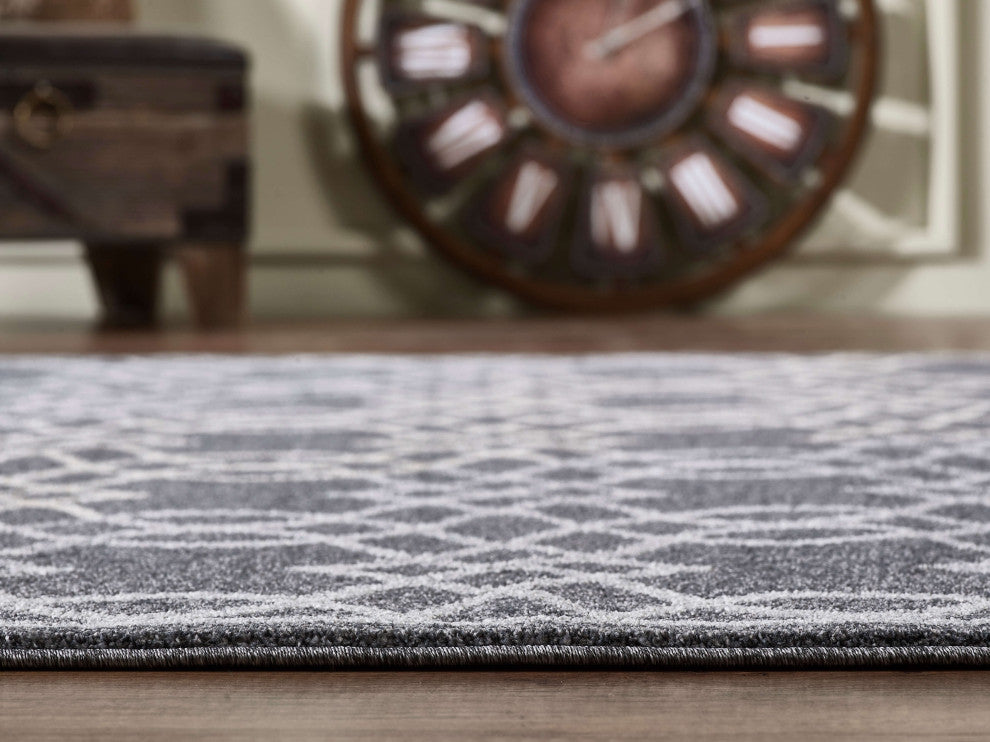 Abani Quartz QRZ180A Grey White Traditional Moroccan Trellis Area Rug