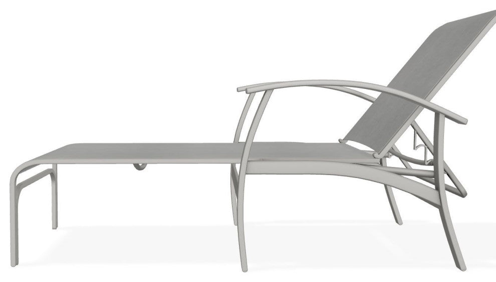 Belle Isle Sling 4-Position Outdoor Chaise Lounge, Alloy/Snow
