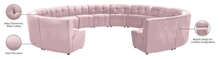 Limitless Velvet Upholstered 14-Piece Modular Sectional, Pink