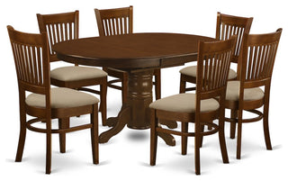 7-Piece Set Kenley With 18" Leaf and 6 Cushion Chairs, Espresso