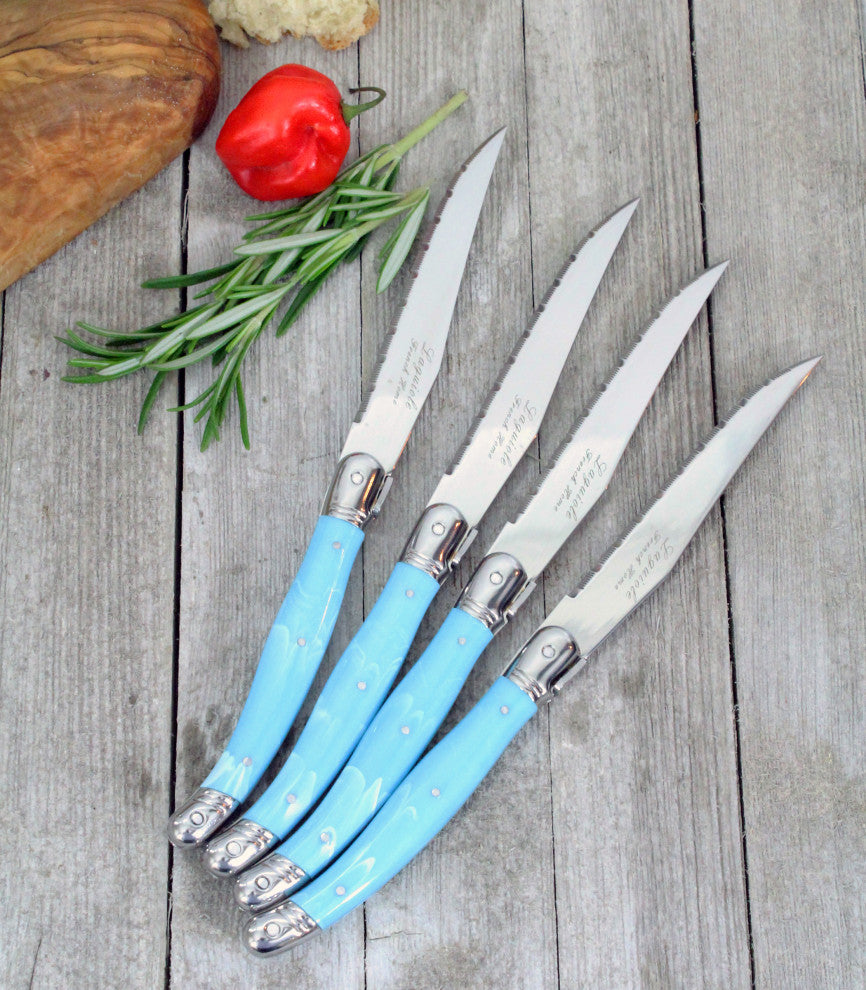 French Home Laguiole Steak Knives, Set of 4, Faux Turquoise