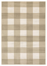 Garson Geometric Squares Area Rug, Beige, 3'10"x5'5"