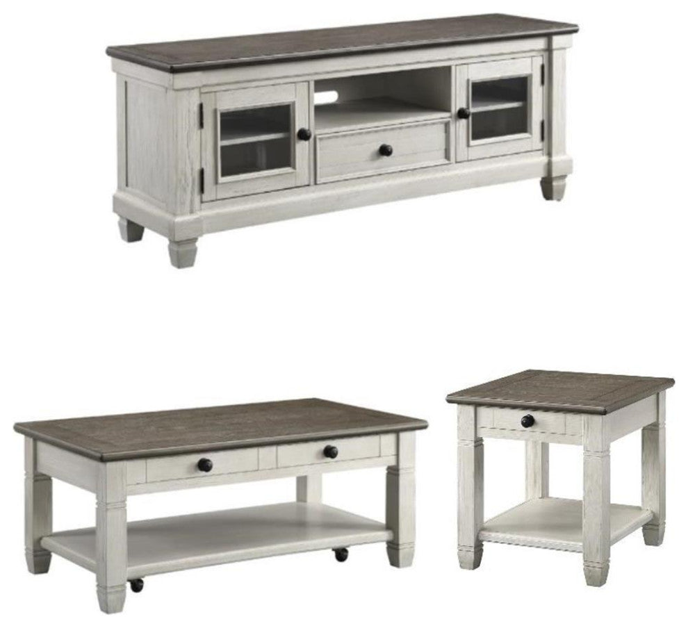 Home Square 3-Piece Set with Coffee Table & End Table & TV Stand