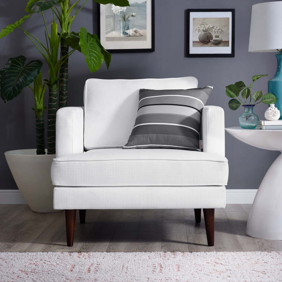 White Agile Upholstered Fabric Armchair