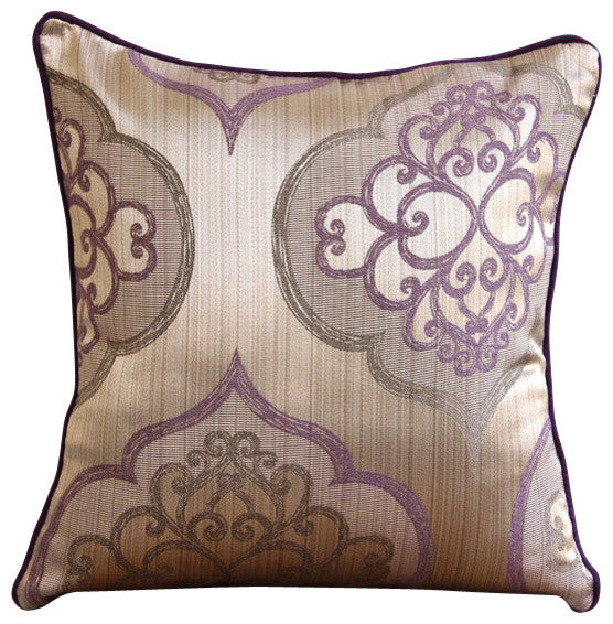 Luxury Damask Purple Shams, Art Silk 24"x24" Pillow Sham, Damask Purple Galore