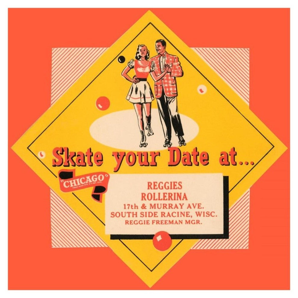 "Skate Your Date" Digital Paper Print by Retrorollers, 32"x32"