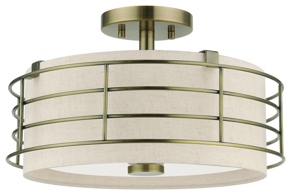 Blanchard 3-Light Antique Brass Large Semi-Flush
