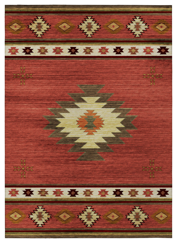 Indoor/Outdoor Phoenix PH4 Paprika Machine Washable 5' x 7'6" Rug
