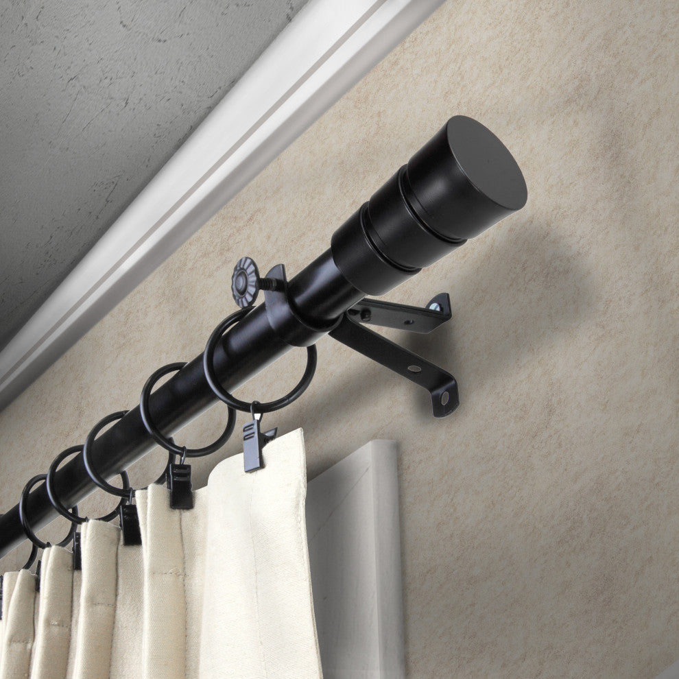 Noah 13/16" Diameter Curtain Rod, Black, 18-28"