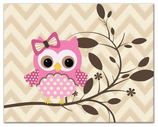 Pink Owl Chevron 20x16 Canvas Wall Art