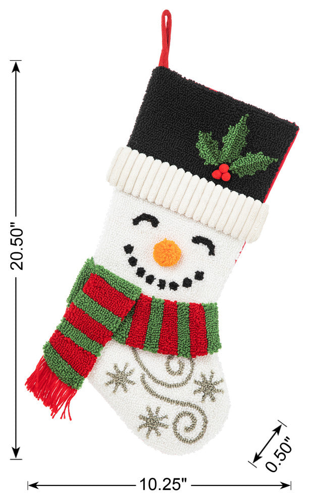 20.5"L Hooked Stocking, Snowman