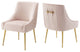 Discern Pleated Back Upholstered Performance Velvet Dining Chair Set of 2 - Pink