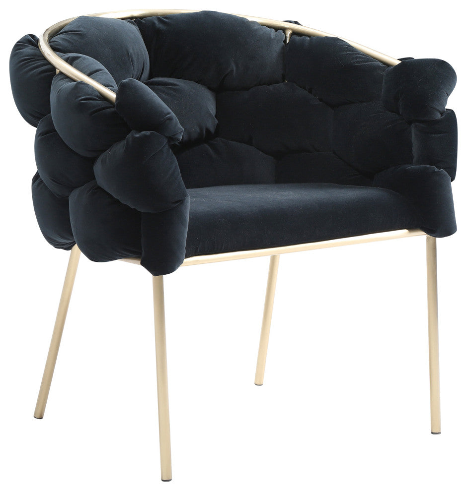 Modrest Debra Modern White Fabric Dining Chair, Black